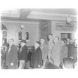 Procession at Kiever Synagogue, Toronto, [194-]. Ontario Jewish Archives, Blankenstein Family Heritage Centre, item 535.|The man on the second from the right is Isaac Belfer who was the Gabbai at the Kiever for many years.
